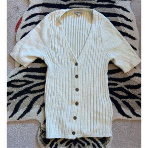 Madewell Glencrest Button-Front Sweater Tee in Oatmeal | Size M